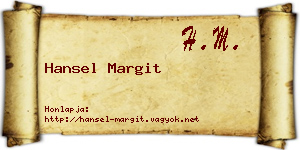 Hansel Margit névjegykártya